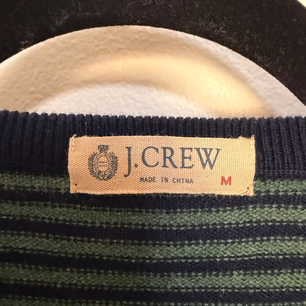 J Crew vintage green and blue vneck sweater vest cotton cashmere size medium - Picture 6 of 7